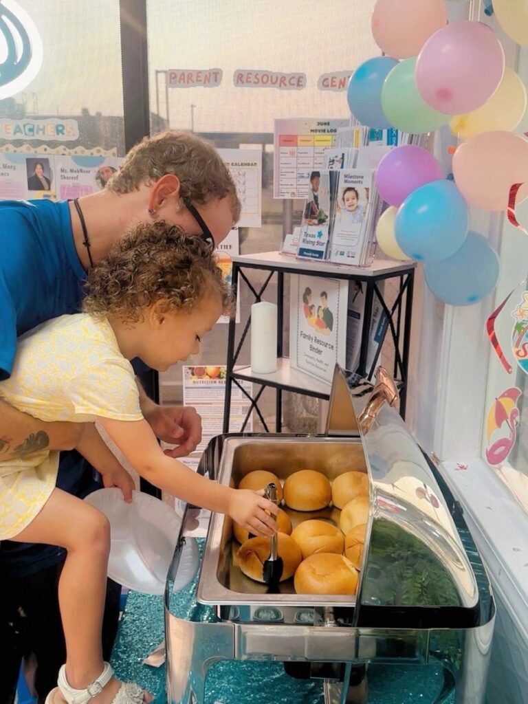 Child taking part in a supervised baking activity