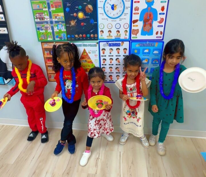 Children participating in a classroom celebration