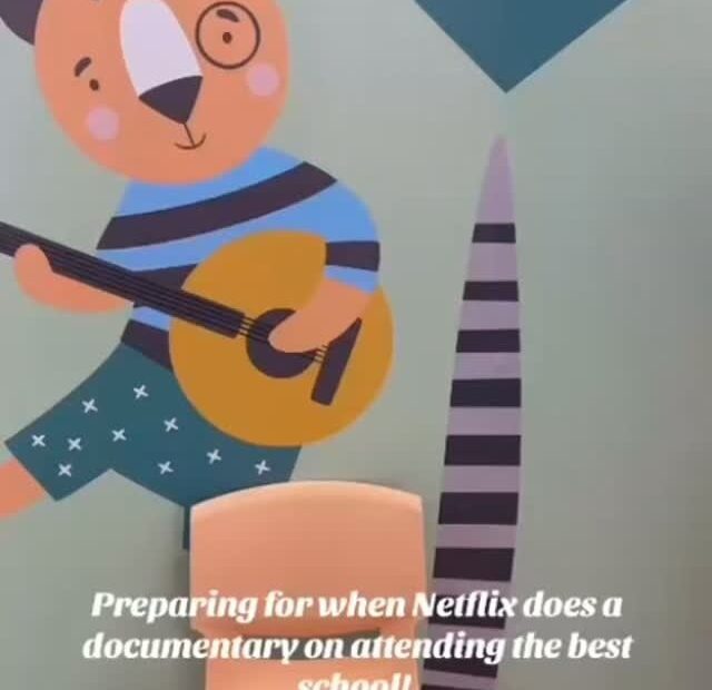Colorful child-friendly mural inside Starz R Us